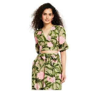 Agua Bendita x Target Peony Print Tie Wrap Top, Size XS